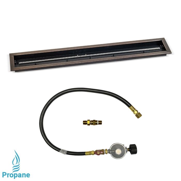 Load image into Gallery viewer, 48&quot;x 6&quot; Linear Oil Rubbed Bronze Drop-In Pan with Match Light Kit - Propane
