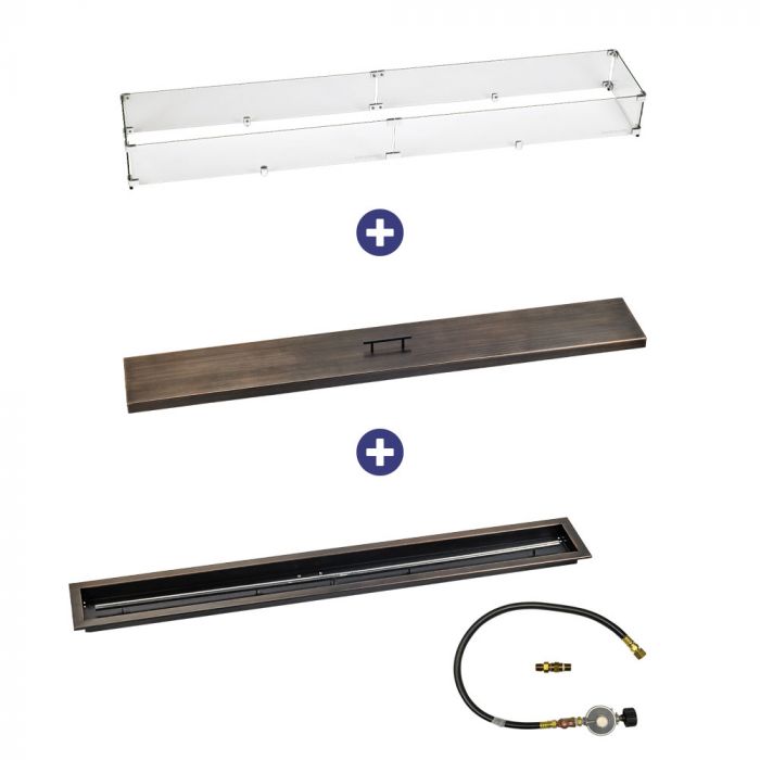 Load image into Gallery viewer, 60&quot; x 6&quot; Linear Oil Rubbed Bronze Drop-In Pan with Match Light Kit - Propane Bundle
