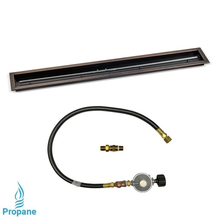 Load image into Gallery viewer, 60&quot;x 6&quot; Linear Oil Rubbed Bronze Drop-In Pan with Match Light Kit - Propane
