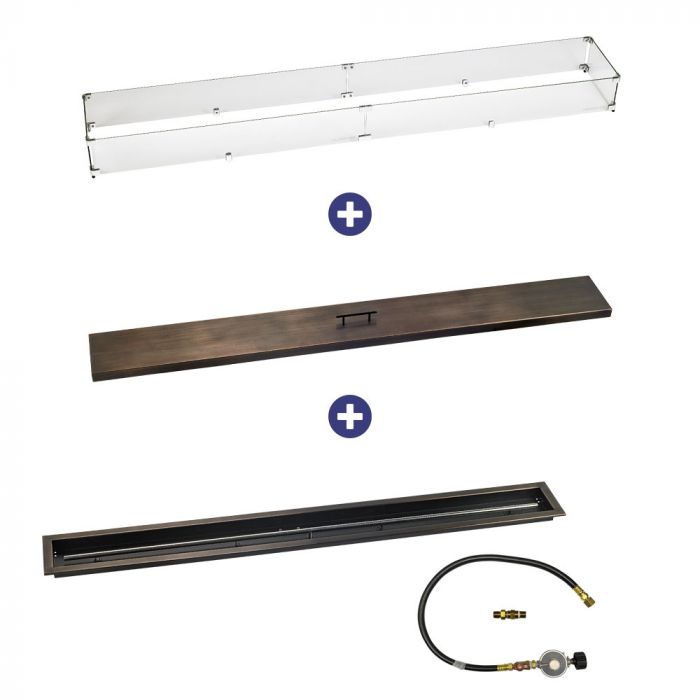 Load image into Gallery viewer, 72&quot; x 6&quot; Linear Oil Rubbed Bronze Drop-In Pan with Match Light Kit - Propane Bundle
