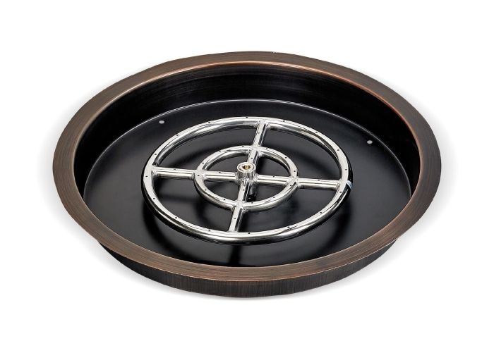 Load image into Gallery viewer, 19&quot; Round Oil Rubbed Bronze Drop-In Pan with Spark Ignition Kit (12 Ring) - Natural Gas Bundle
