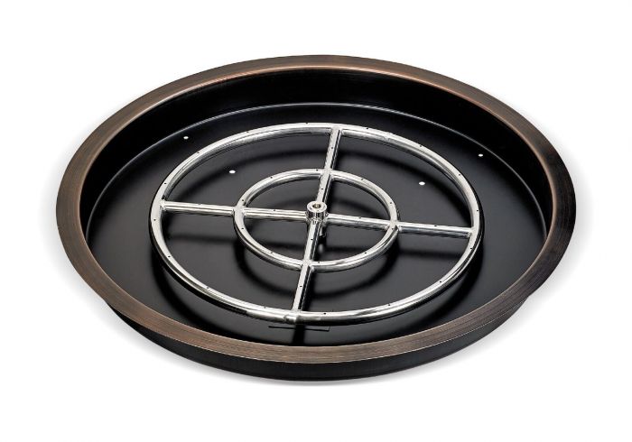 Load image into Gallery viewer, 25&quot; Round Oil Rubbed Bronze Drop-In Pan with Spark Ignition Kit (18&quot; Ring) - Natural Gas Bundle
