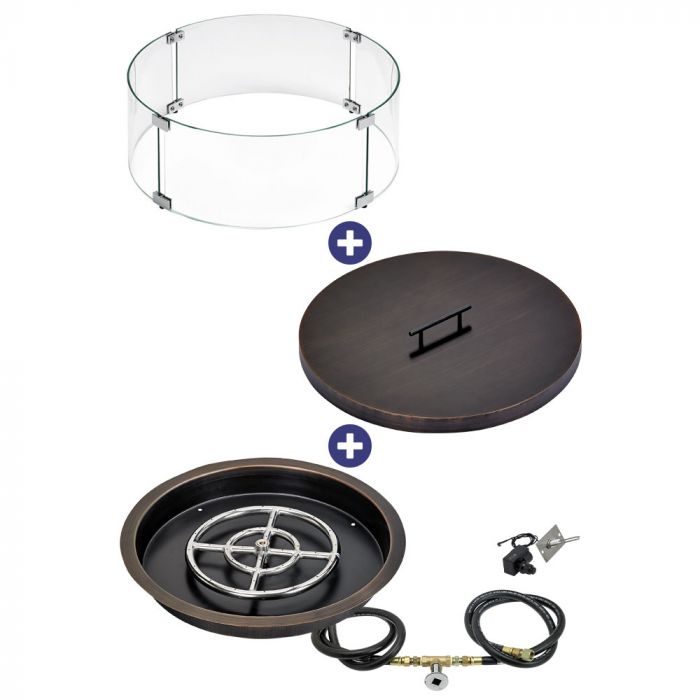 Load image into Gallery viewer, 19&quot; Round Oil Rubbed Bronze Drop-In Pan with Spark Ignition Kit (12 Ring) - Natural Gas Bundle
