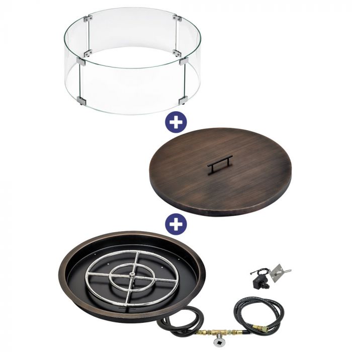 Load image into Gallery viewer, 25&quot; Round Oil Rubbed Bronze Drop-In Pan with Spark Ignition Kit (18&quot; Ring) - Natural Gas Bundle
