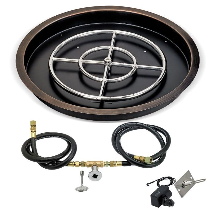 Load image into Gallery viewer, 25&quot; Round Oil Rubbed Bronze Drop-In Pan with Spark Ignition Kit (18&quot; Ring) - Natural Gas
