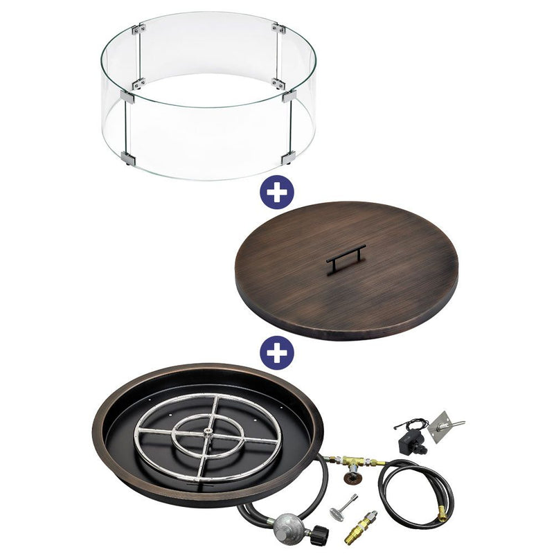 Load image into Gallery viewer, 25&quot; Round Oil Rubbed Bronze Drop-In Pan with Spark Ignition Kit (18&quot; Fire Pit Ring) - Propane Bundle
