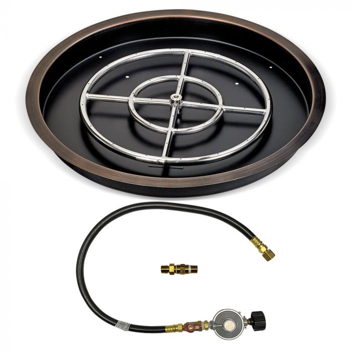 Load image into Gallery viewer, 25&quot; Round Oil Rubbed Bronze Drop-In Pan with Match Light Kit (18&quot; Fire Pit Ring) - Propane
