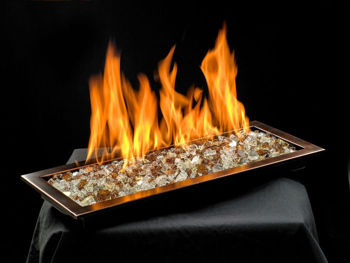 Load image into Gallery viewer, 36&quot;x 6&quot; Linear Channel Oil Rubbed Bronze Drop-In Pan with Spark Ignition Kit - Natural Gas
