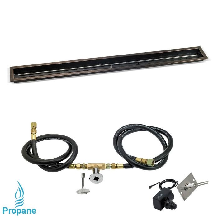 Load image into Gallery viewer, 72&quot;x 6&quot; Linear Channel Oil Rubbed Bronze Drop-In Pan with Spark Ignition Kit - Propane
