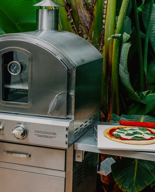 Summerset The Freestanding Outdoor Oven – Stainless Steel Pizza Oven with Cooking Racks, Pizza Stone, and Smoker Box on Cart