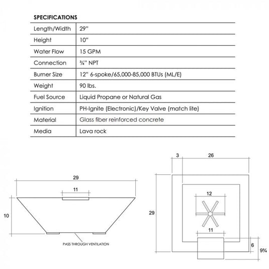 Prism Hardscapes Lombard Gas Fire and Water Bowl