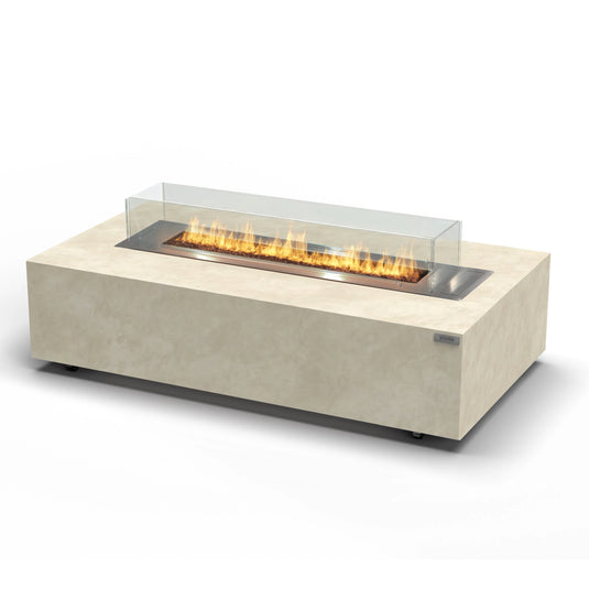 Front view of Planika Nacre Fire Table Kreta freestanding bioethanol fire table with BEV® technology