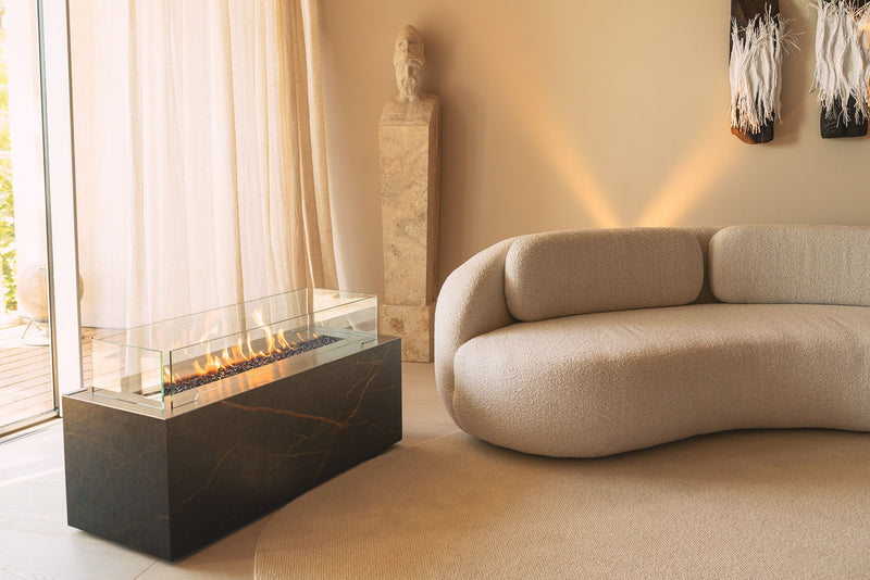 Load image into Gallery viewer, Planika Cabo Laurent installed on a luxury outdoor patio with modern bioethanol flames
