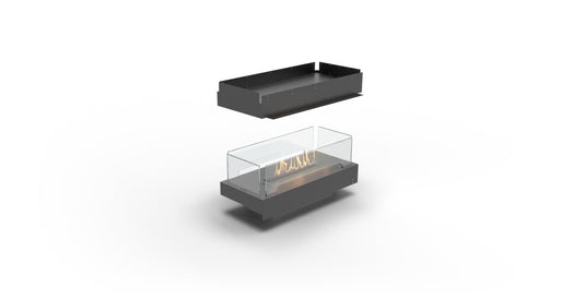 Planika Firebox 32” island bioethanol fireplace with FLA4 23” burner 360-degree flame view