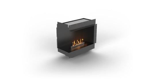 Planika Firebox 32” left corner bioethanol fireplace with FLA4 23” burner front and left view