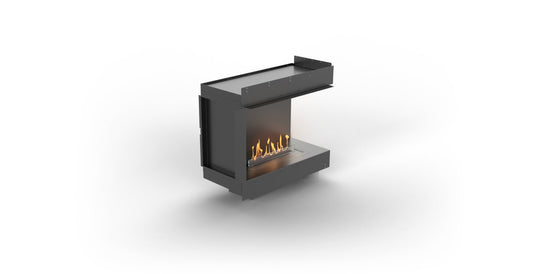 Planika Firebox 32” right corner bioethanol fireplace with FLA4 23” burner front and right view