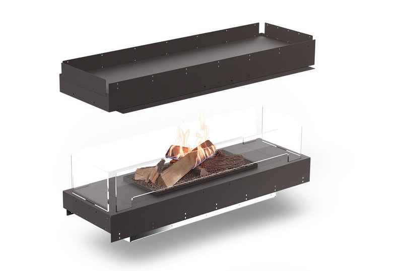 Load image into Gallery viewer, Front view of Planika Firebox 48” Island Fireplace with FLA4 39” Logs
