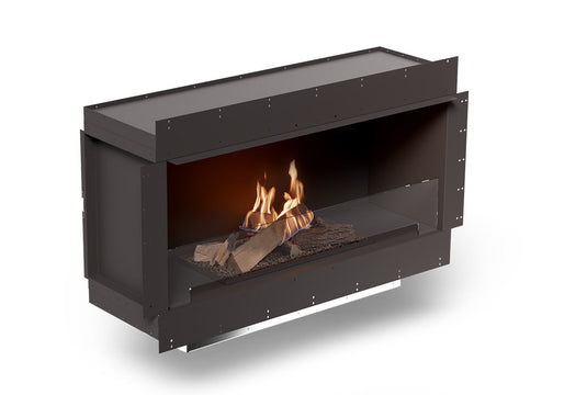 Front view of Planika Firebox 48” Single-Sided Fireplace with FLA4 39” Logs