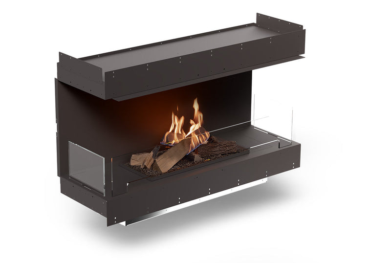 Load image into Gallery viewer, Front view of Planika Firebox 48” Three-Sided Fireplace with FLA4 39” Logs
