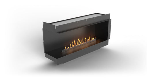Planika Firebox 60” Left Corner Fireplace with FLA4 47” Burner front view