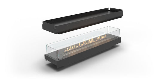 Planika Firebox 72” Island Fireplace with FLA4 59” Burner front view