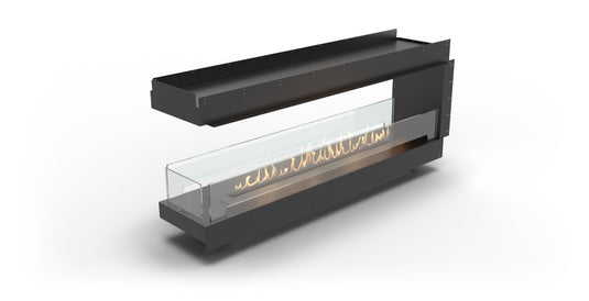 Planika Firebox 72” Room Divider Fireplace with FLA4 59” Burner front view