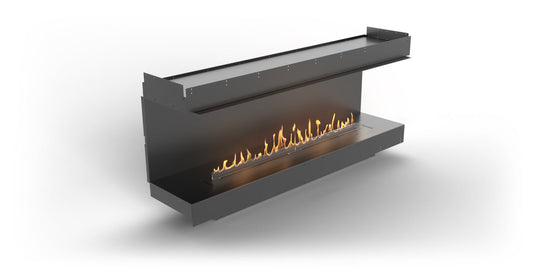 Planika Firebox 72” Three-Sided Fireplace with FLA4 59” Burner front view