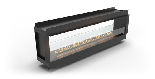 Planika Firebox 92” Tunnel Fireplace with FLA4 78” Burner front view