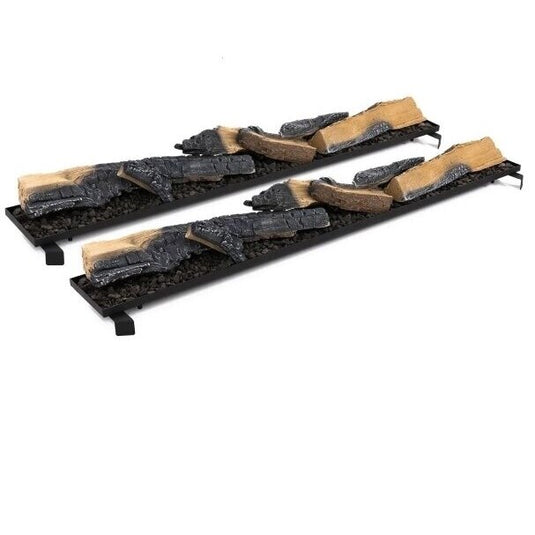 Planika FLA4 trays with ceramic logs dual row setup