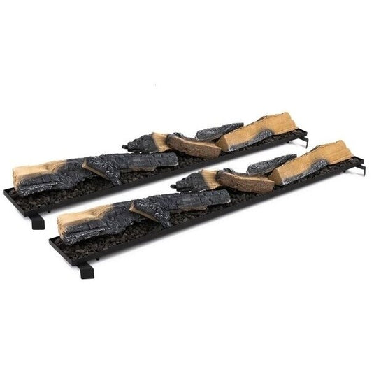 Planika FLA4 trays with ceramic logs dual row setup