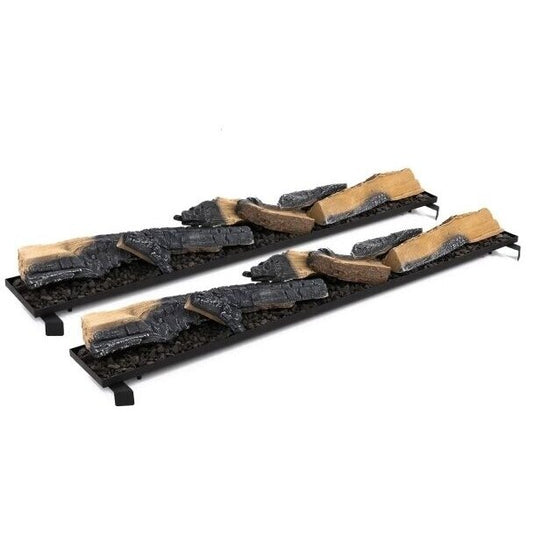 Planika FLA4 trays with ceramic logs dual row setup