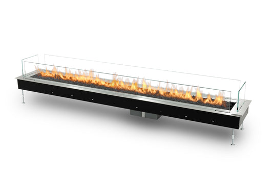 Front view of Planika Galaxy 2000 automatic outdoor linear gas burner with glass panels