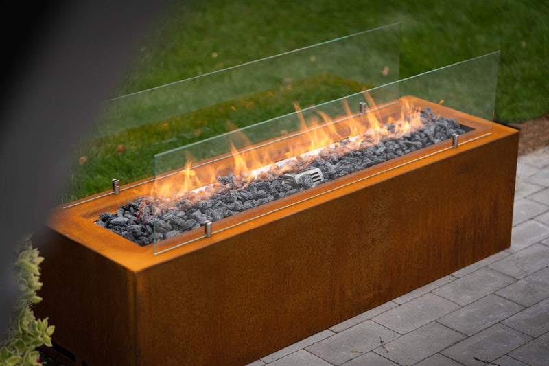 Load image into Gallery viewer, Planika Galio Corten Manual outdoor gas fireplace with corten steel housing
