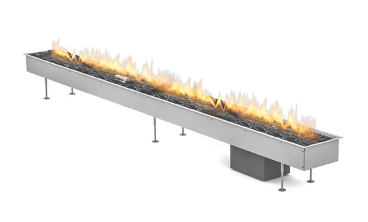Front view of Planika Galio Insert Automatic 2000 outdoor gas burner with long linear flame