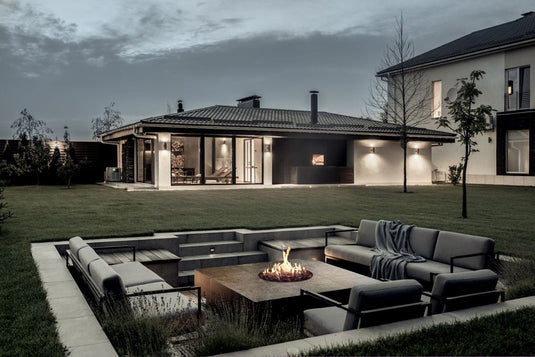 Planika Galio Star Insert Automatic outdoor gas burner on a modern patio