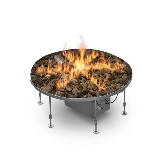 Front view of Planika Galio Star Insert Automatic outdoor gas fire pit burner with star-shaped flame