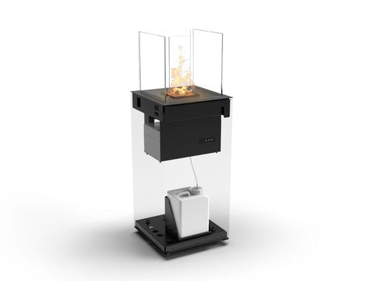 Front view of Planika Porto Core outdoor freestanding bioethanol fireplace with BEV® technology