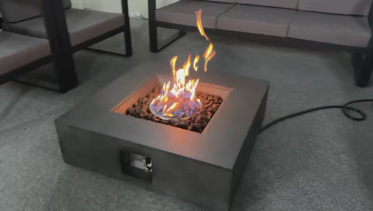 35-Inch Outdoor Square Propane Fire Pit Table – 50,000 BTU, Smoke-Free, Includes Lava Rocks & Waterproof Cover