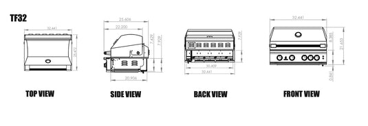 TrueFlame 32" 4-Burner Built-In Gas Grill