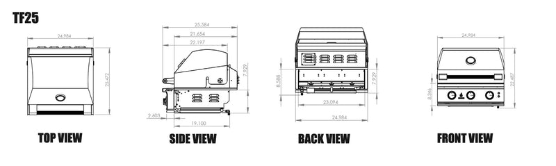 Load image into Gallery viewer, TrueFlame 25&quot; 3-Burner Built-In Gas Grill
