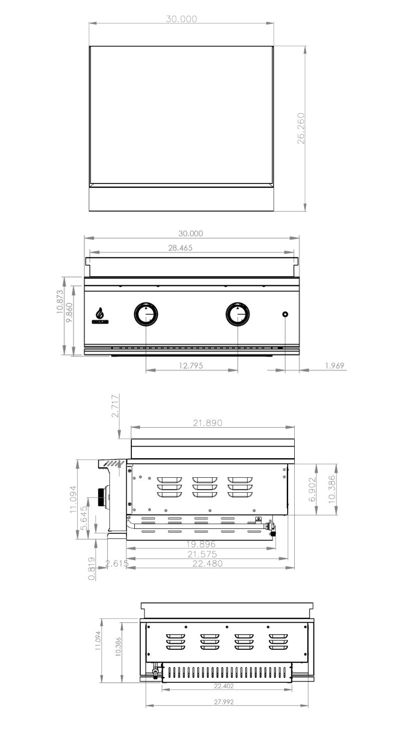 Load image into Gallery viewer, TrueFlame 30&quot; Built-In Gas Griddle
