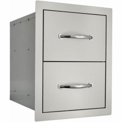 Sole Gourmet 17-Inch Stainless Steel Flush Mount Double Access Drawer for Outdoor Kitchens