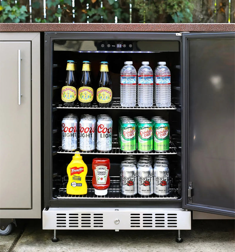 Load image into Gallery viewer, Sole Gourmet 24-inch outdoor-rated under counter refrigerator in stainless steel
