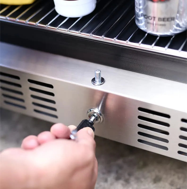 Load image into Gallery viewer, Sole Gourmet 24-inch outdoor-rated under counter refrigerator in stainless steel
