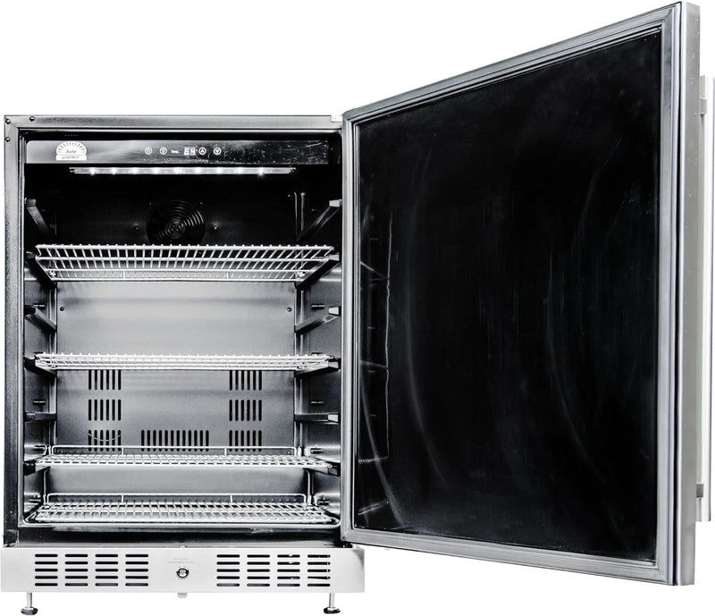 Load image into Gallery viewer, Sole Gourmet 24-inch outdoor-rated under counter refrigerator in stainless steel
