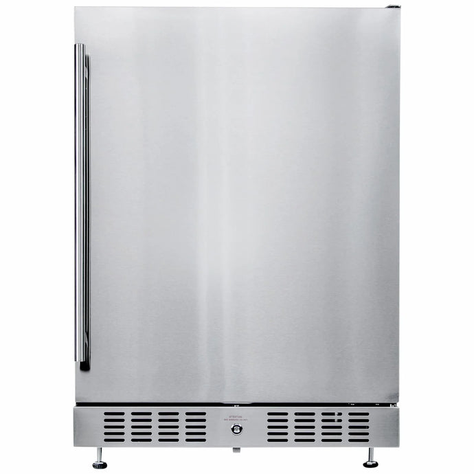 Sole Gourmet 24-inch outdoor-rated under counter refrigerator in stainless steel
