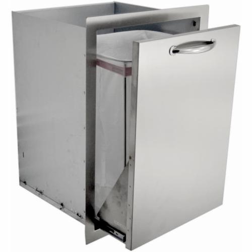 Sole Gourmet 25x17 stainless steel flush mount roll-out trash drawer for outdoor kitchens