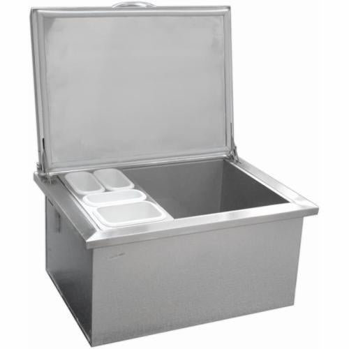 Sole Gourmet 27-Inch Stainless Steel Drop-In Ice Bin Cooler with Hinged Lid