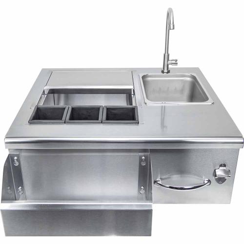 Sole Gourmet 30-Inch Stainless Steel Built-In Bar Center with Ice Chest and Sink