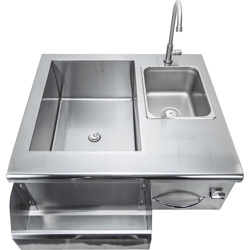 Sole Gourmet 30-Inch Stainless Steel Built-In Bar Center with Ice Chest and Sink